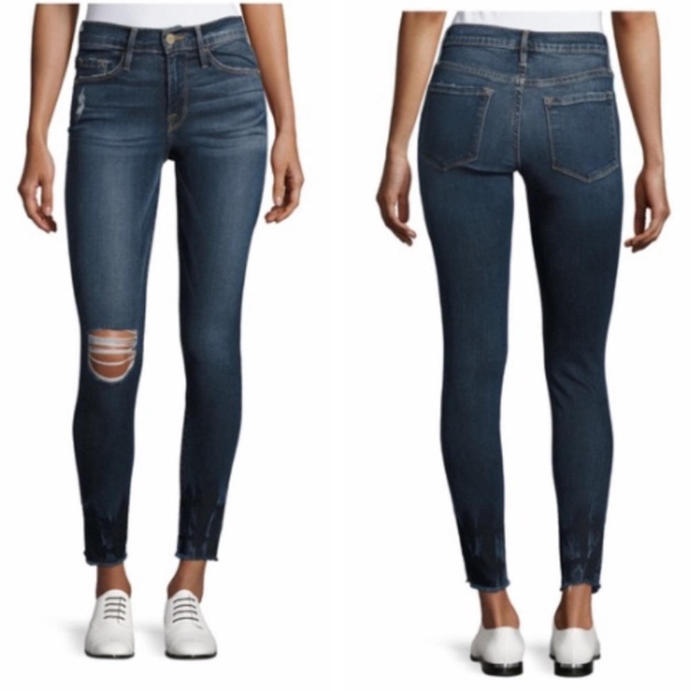 FRAME Denim Le Skinny de Jeanne Crop Raw-Edge